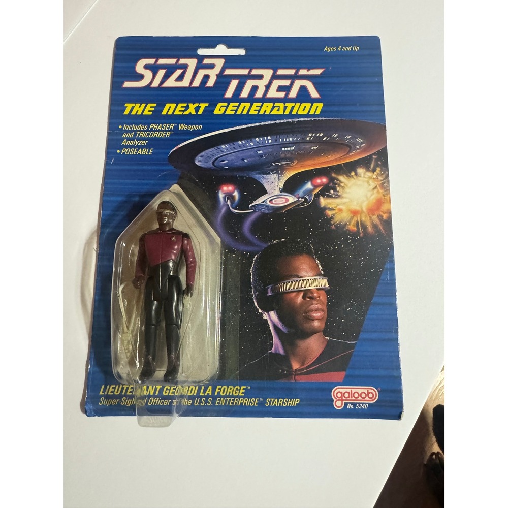 Vintage 1988 Star Trek TNG Geordi La Forge Action Figure Galoob 5340 Sealed